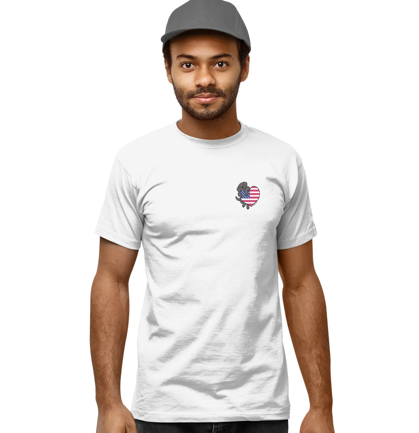 Black Lab USA Flag Heart Left Chest - Adult Unisex T-Shirt