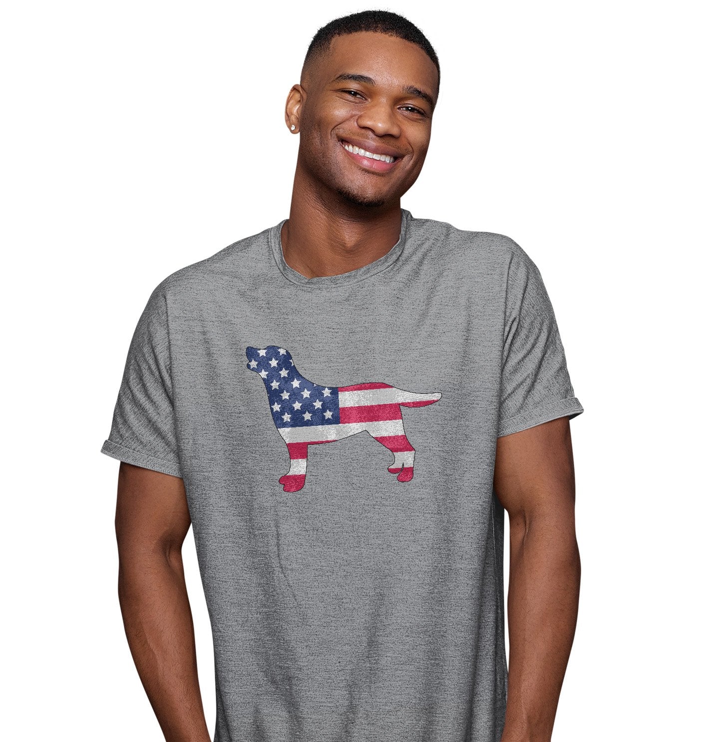 USA Flag Pattern Lab Silhouette - Adult Unisex T-Shirt