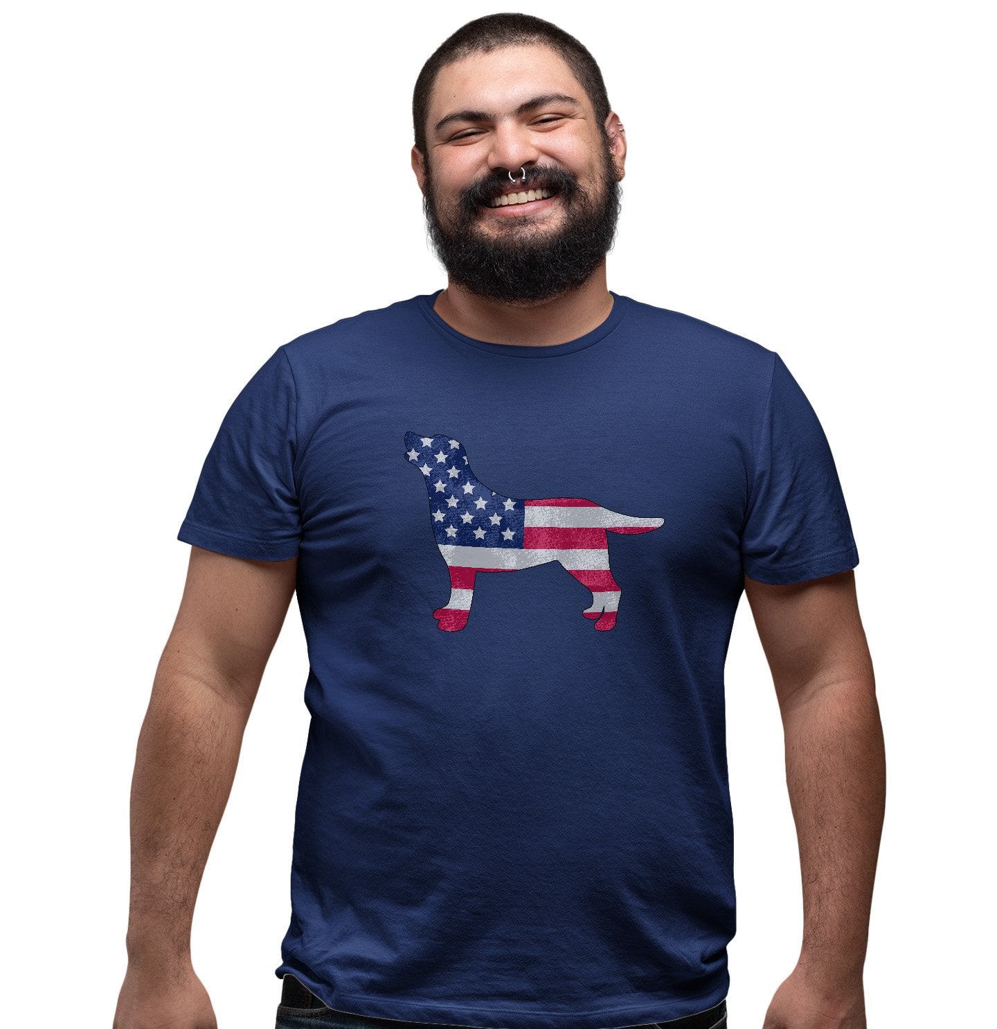 USA Flag Pattern Lab Silhouette - Adult Unisex T-Shirt