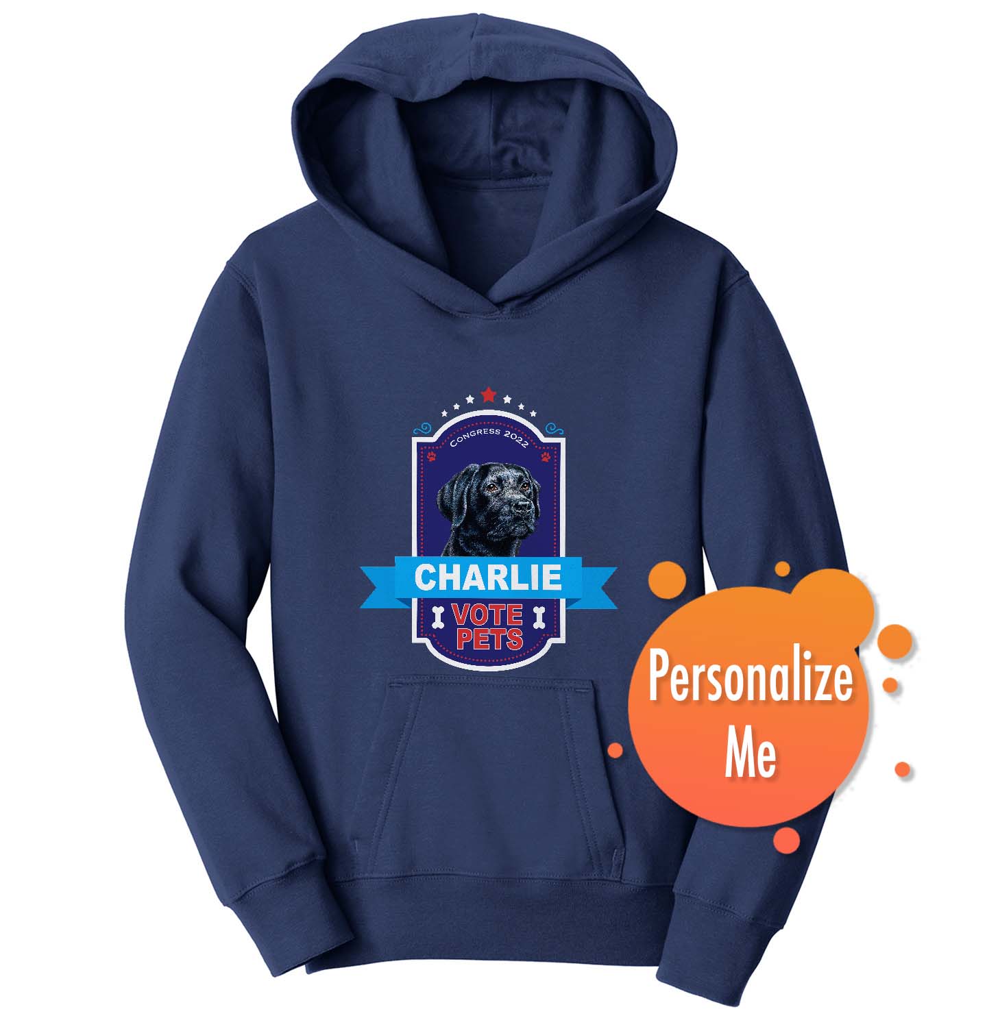 Vote Pets Candidate - Personalized Custom Kids' Unisex Hoodie Sweatshirt