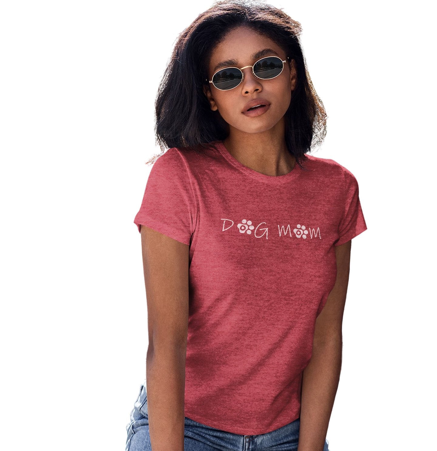 Dog Mom - Paw Text - Women's Tri-Blend T-Shirt