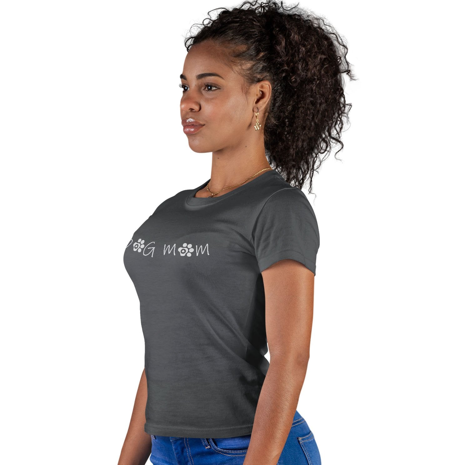 Dog Mom - Paw Text - Women's Fitted T-Shirt