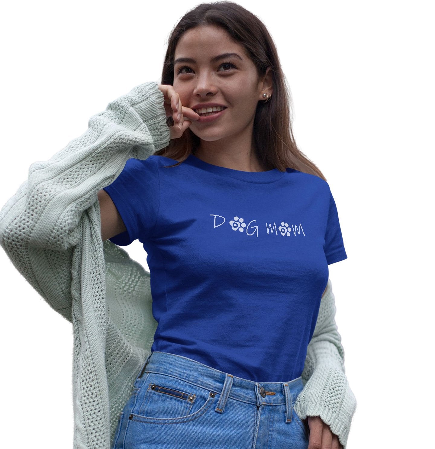 Dog Mom - Paw Text - Women's Fitted T-Shirt