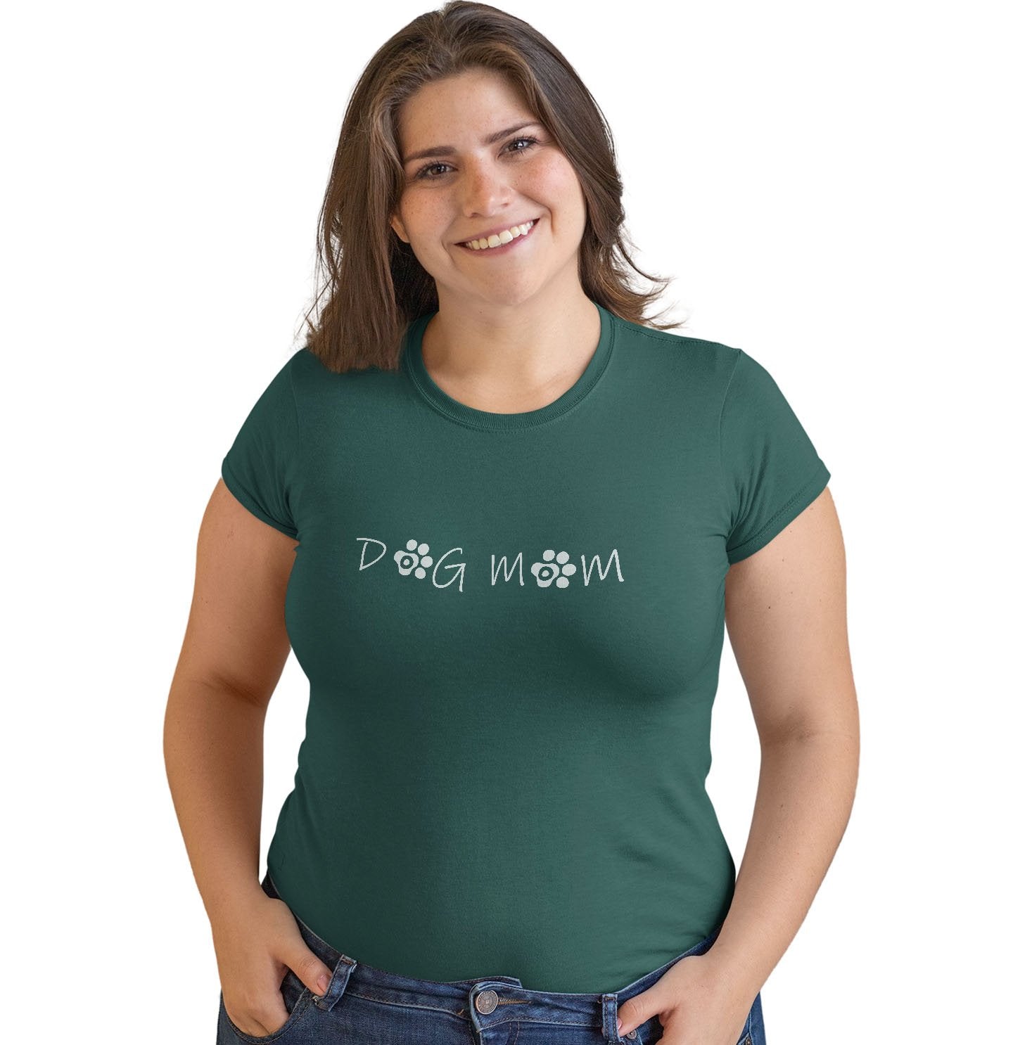 Dog Mom - Paw Text - Women's Fitted T-Shirt