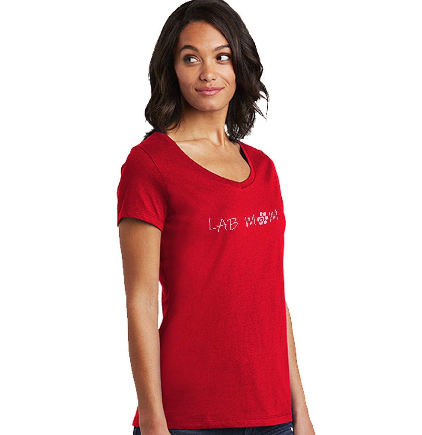 Lab Mom - Paw Text - Women's V-Neck T-Shirt