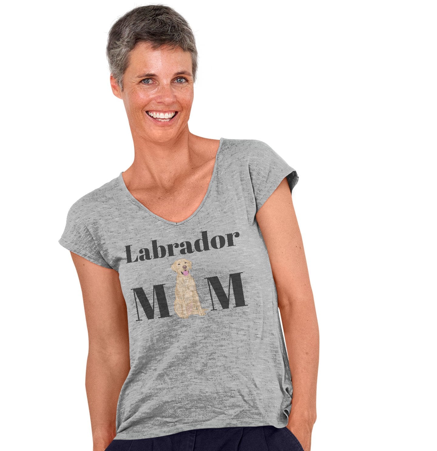 Yellow Labrador Mom Illustration - Women's V-Neck T-Shirt