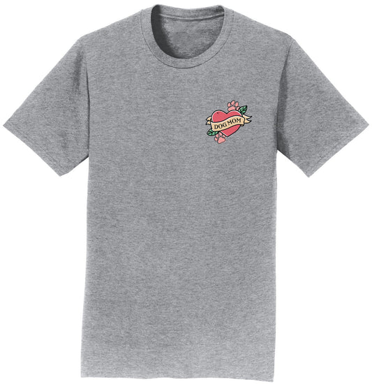 Dog Mom Heart - Pocket - Adult Unisex T-Shirt