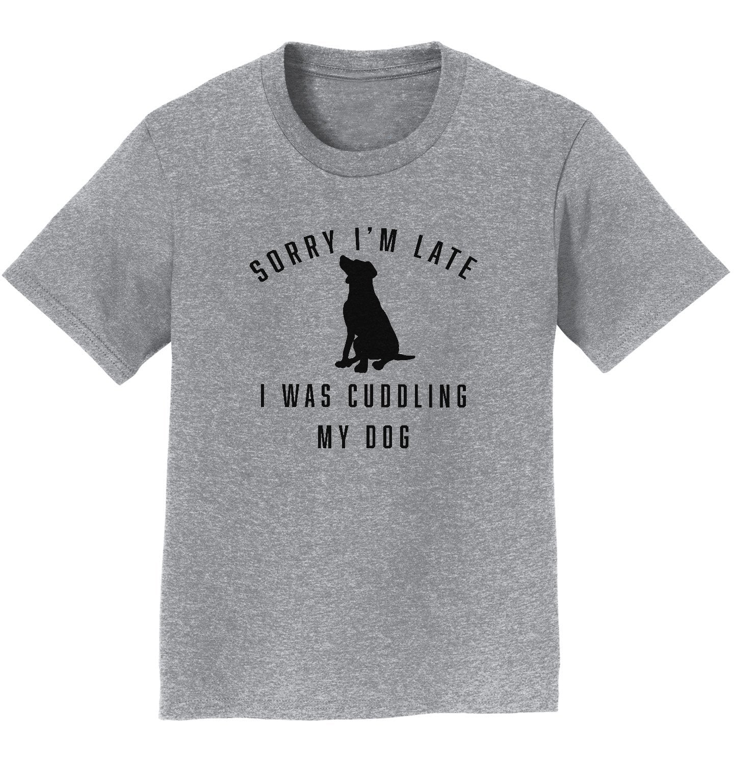 Sorry I'm Late Dog Cuddling Labrador Silhouette - Kids' Unisex T-Shirt