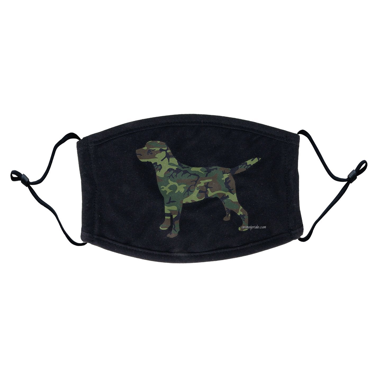Labrador Silhouette Woodland Camouflage Face Mask - Adjustable Ear Loops, Reusable & Washable, Cloth - Labradors.com