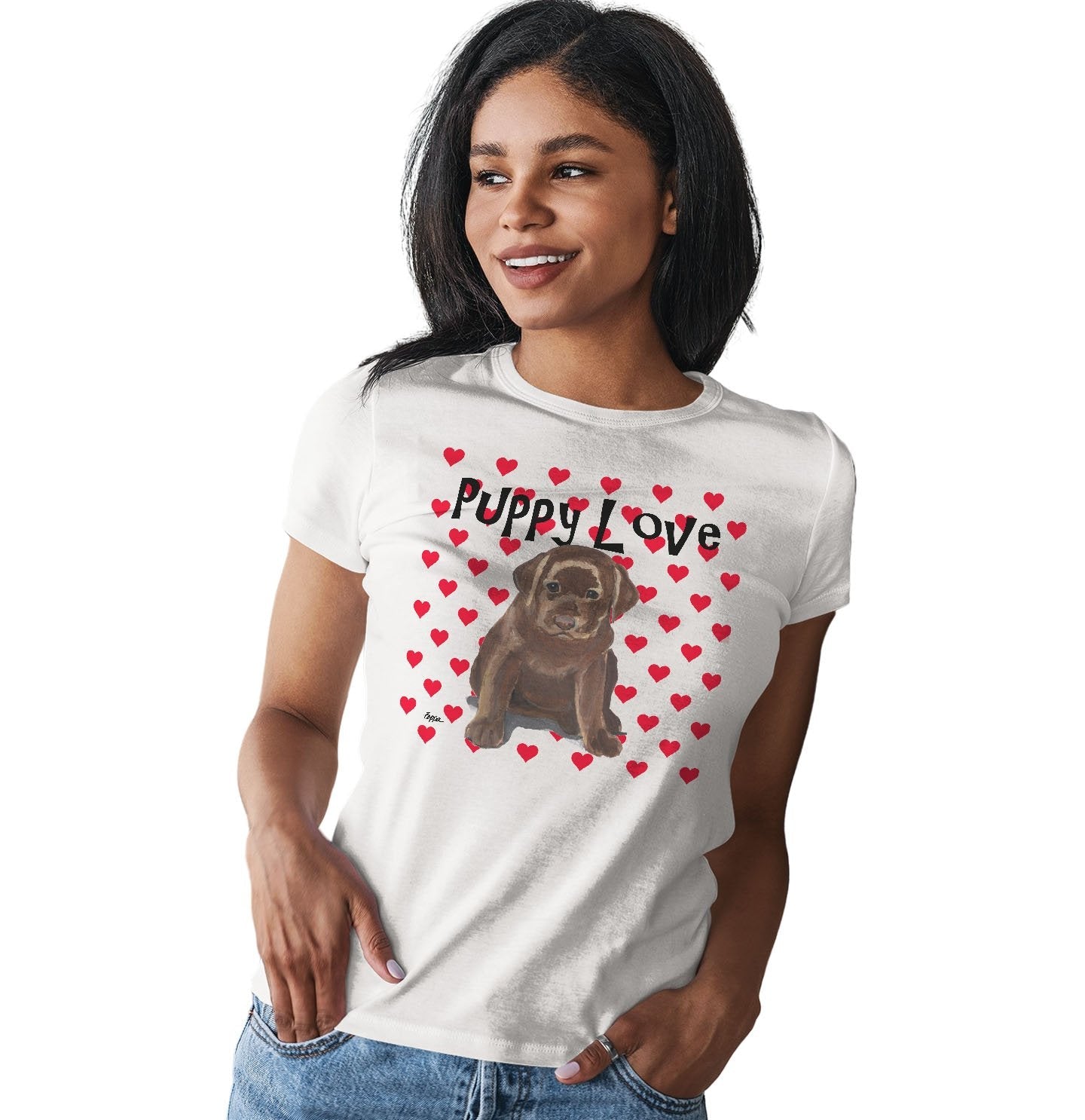 Chocolate Lab Puppy Love - Women's Fitted T-Shirt