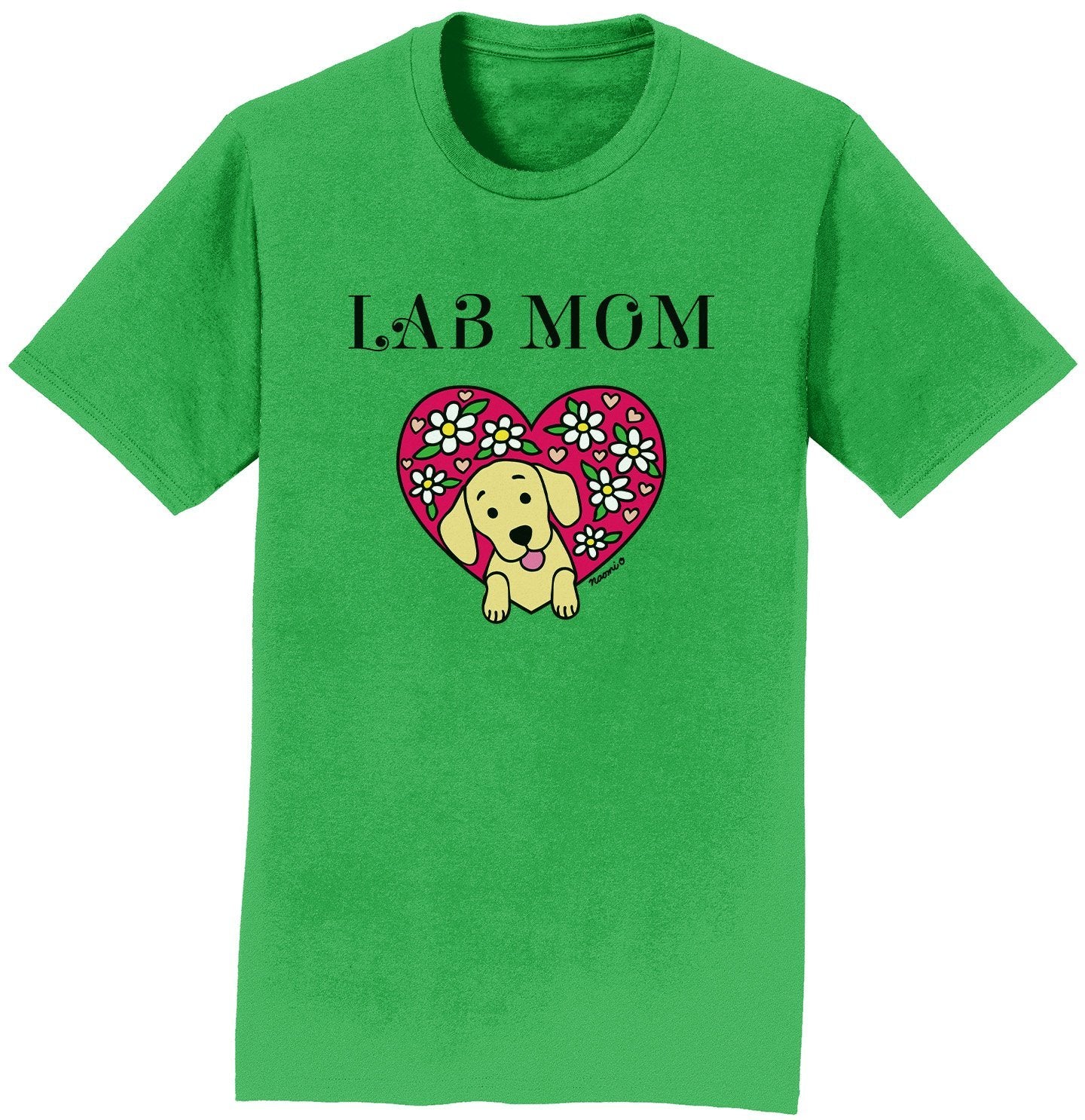 Flower Heart Yellow Lab Mom - Adult Unisex T-Shirt