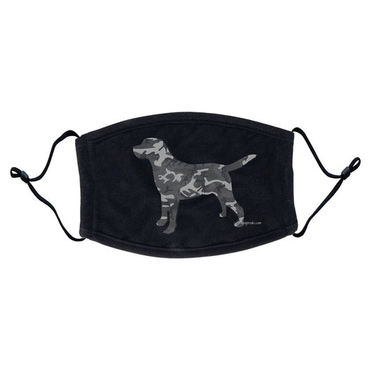 Labrador Silhouette Winter Camouflage Face Mask - Adjustable Ear Loops, Reusable & Washable, Cloth - Labradors.com