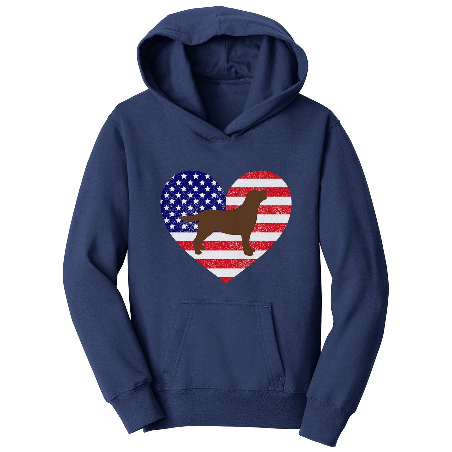 USA Flag Chocolate Lab Silhouette - Kids' Unisex Hoodie Sweatshirt