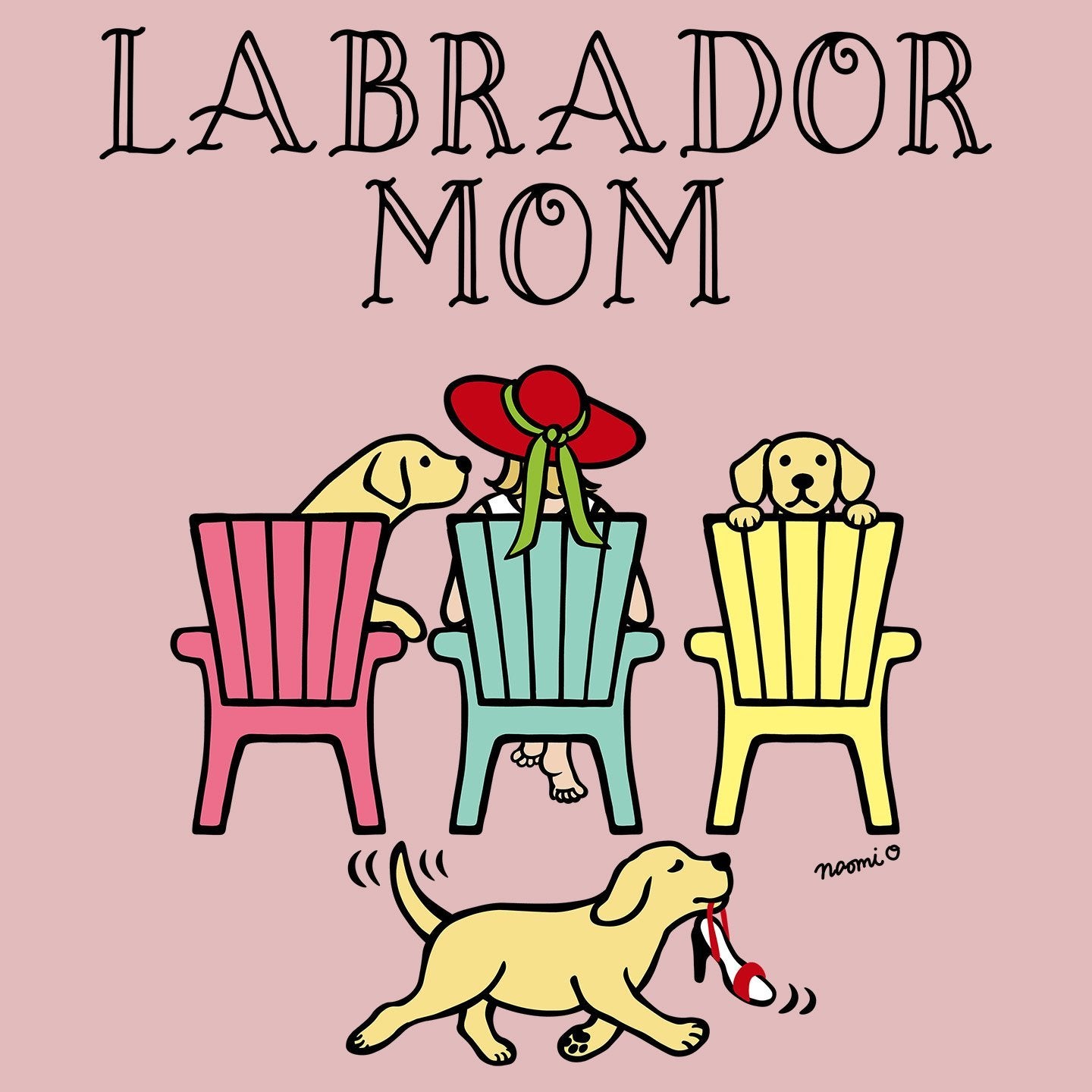 Yellow Labrador Dog Mom - Deck Chairs Design - Women's Fitted T-Shirt