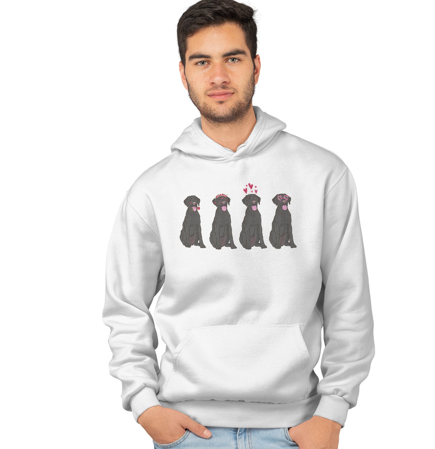 Labradors.com - Black Lab Love Line Up - Adult Unisex Hoodie Sweatshirt