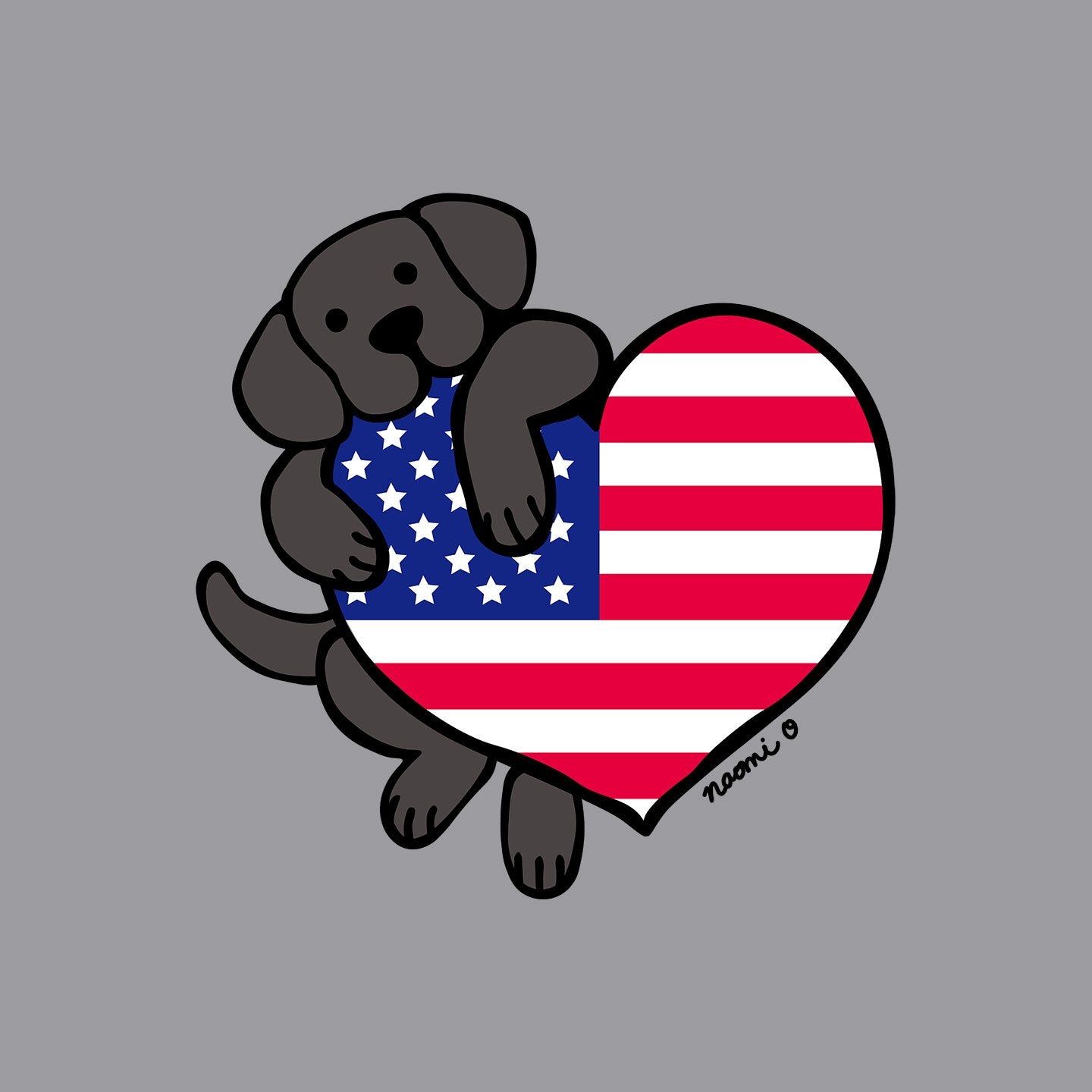 Black Lab USA Flag Heart Left Chest - Kids' Unisex T-Shirt