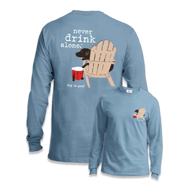 Labradors.com - Never Drink Alone - Adult Unisex Long Sleeve T-Shirt