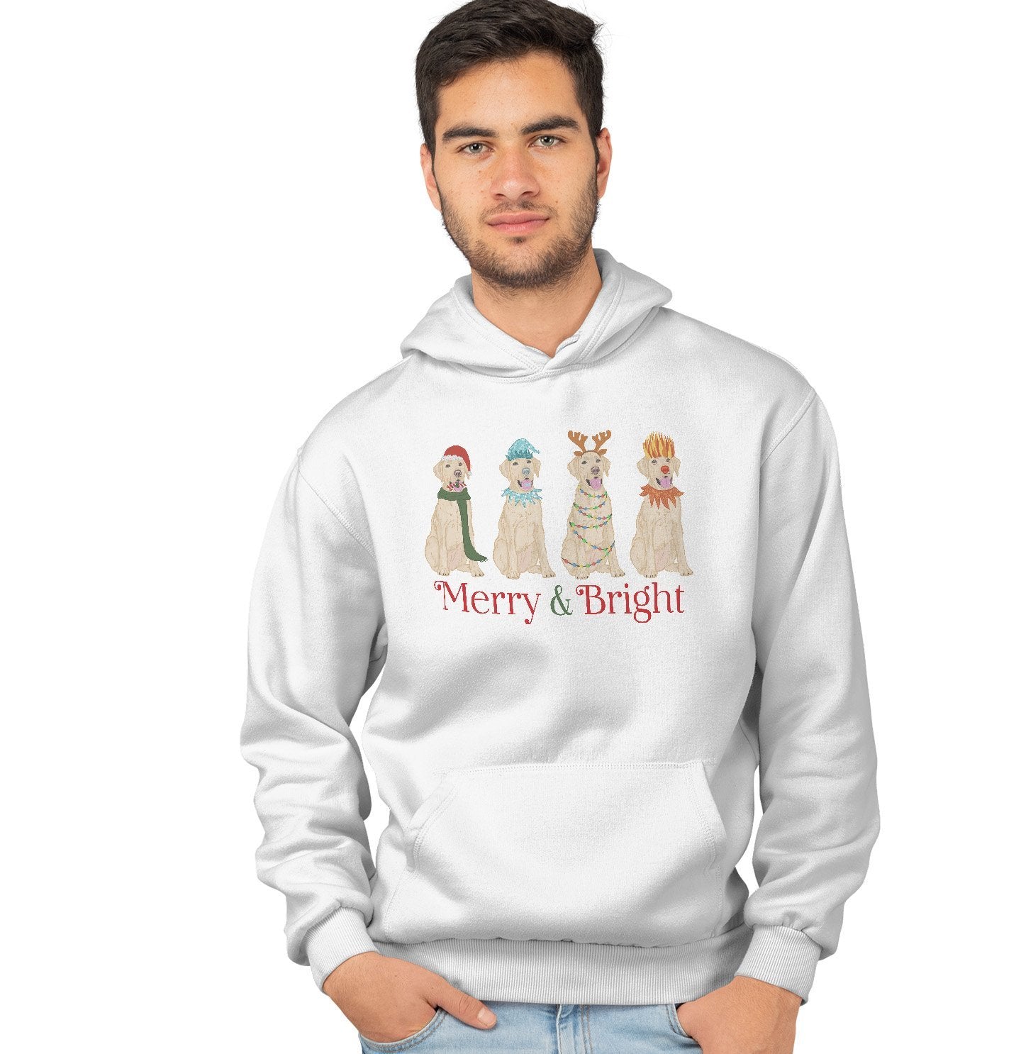 Labradors.com - Yellow Lab Christmas Line Up - Adult Unisex Hoodie Sweatshirt