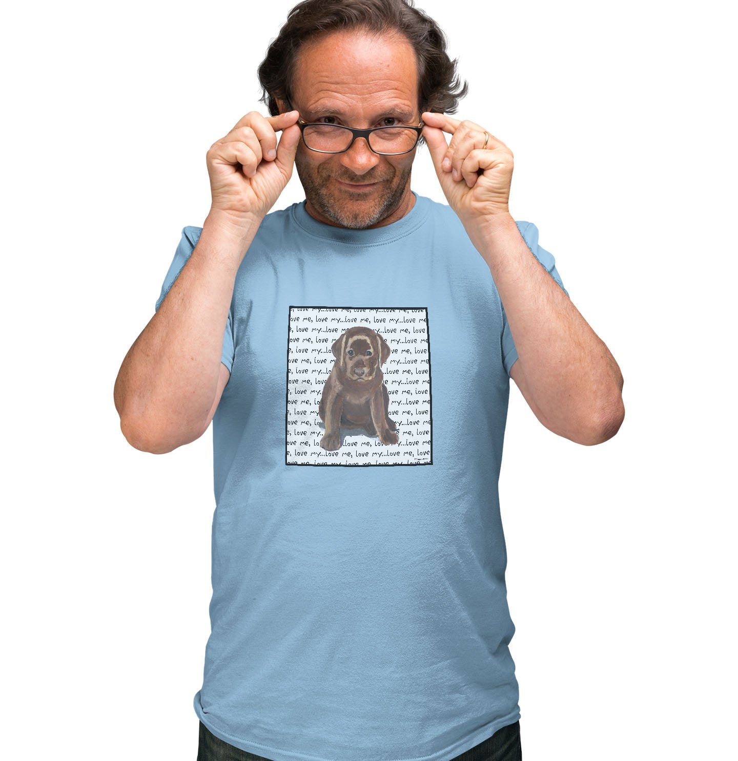 Chocolate Lab Puppy Love Text - Adult Unisex T-Shirt