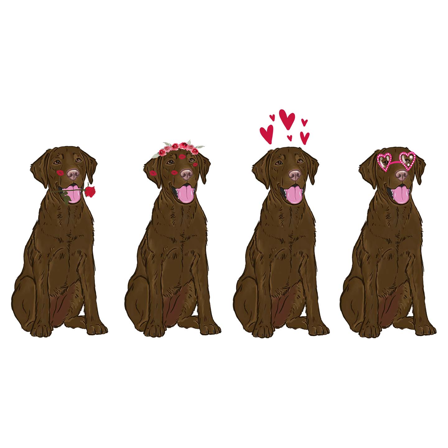 Chocolate Lab Love Line Up - Adult Unisex Hoodie Sweatshirt