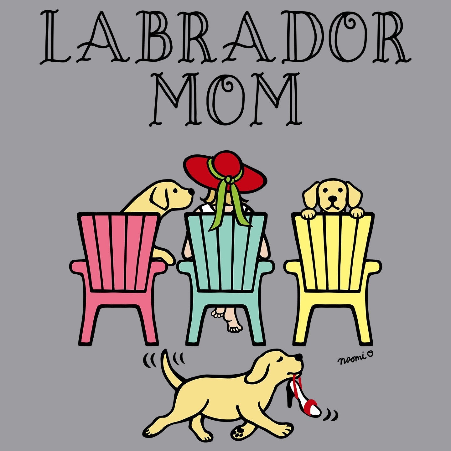 Yellow Labrador Dog Mom - Deck Chairs Design - Adult Unisex T-Shirt