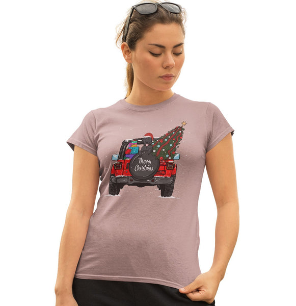 Christmas Jeep Black Lab - Women's Fitted T-Shirt