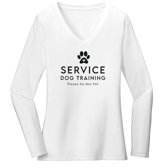 Service Dog Training - Women's V-Neck Long Sleeve T-Shirt