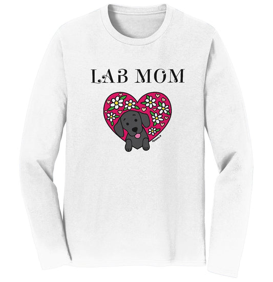 Animal Pride - Flower Heart Black Lab Mom - Adult Unisex Long Sleeve T-Shirt