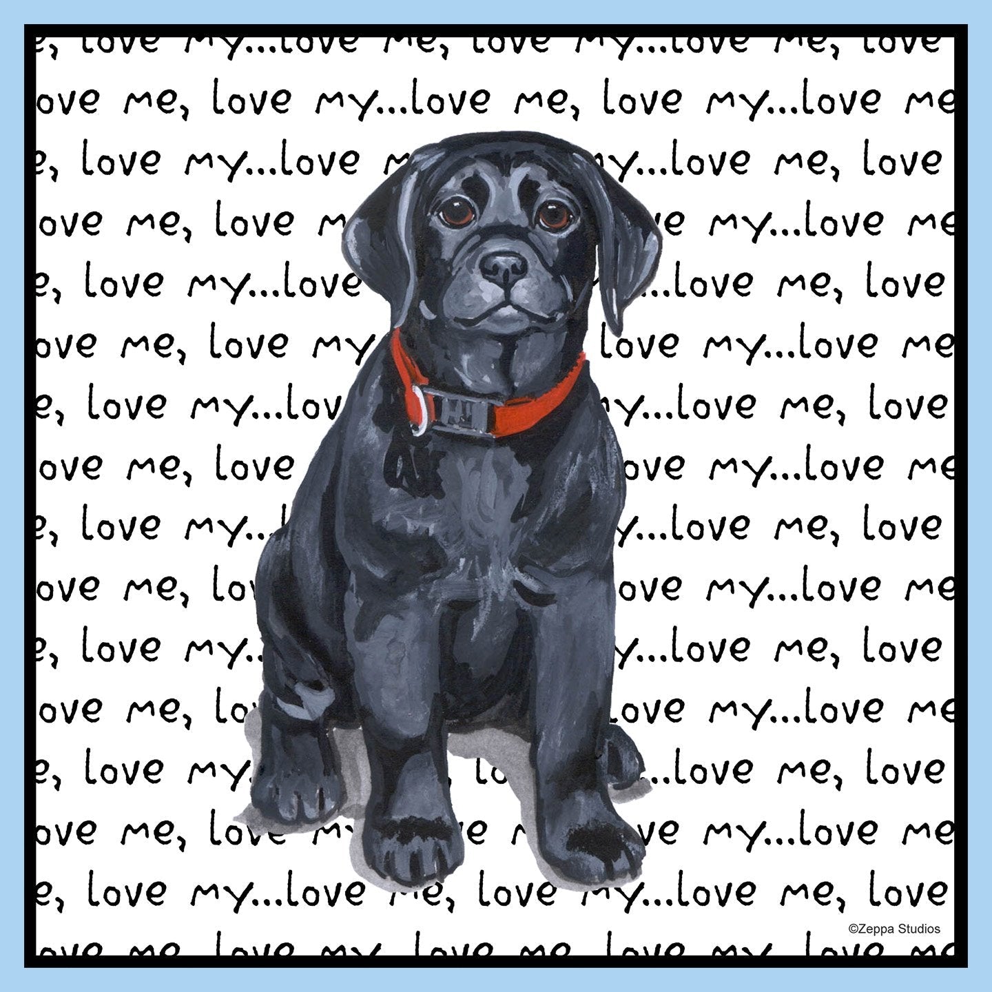 Black Lab Puppy Love Text - Adult Unisex T-Shirt