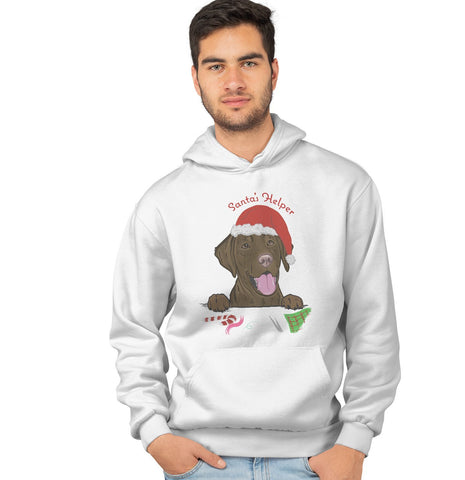 Labradors.com - Santa Helper Chocolate Lab - Adult Unisex Hoodie Sweatshirt