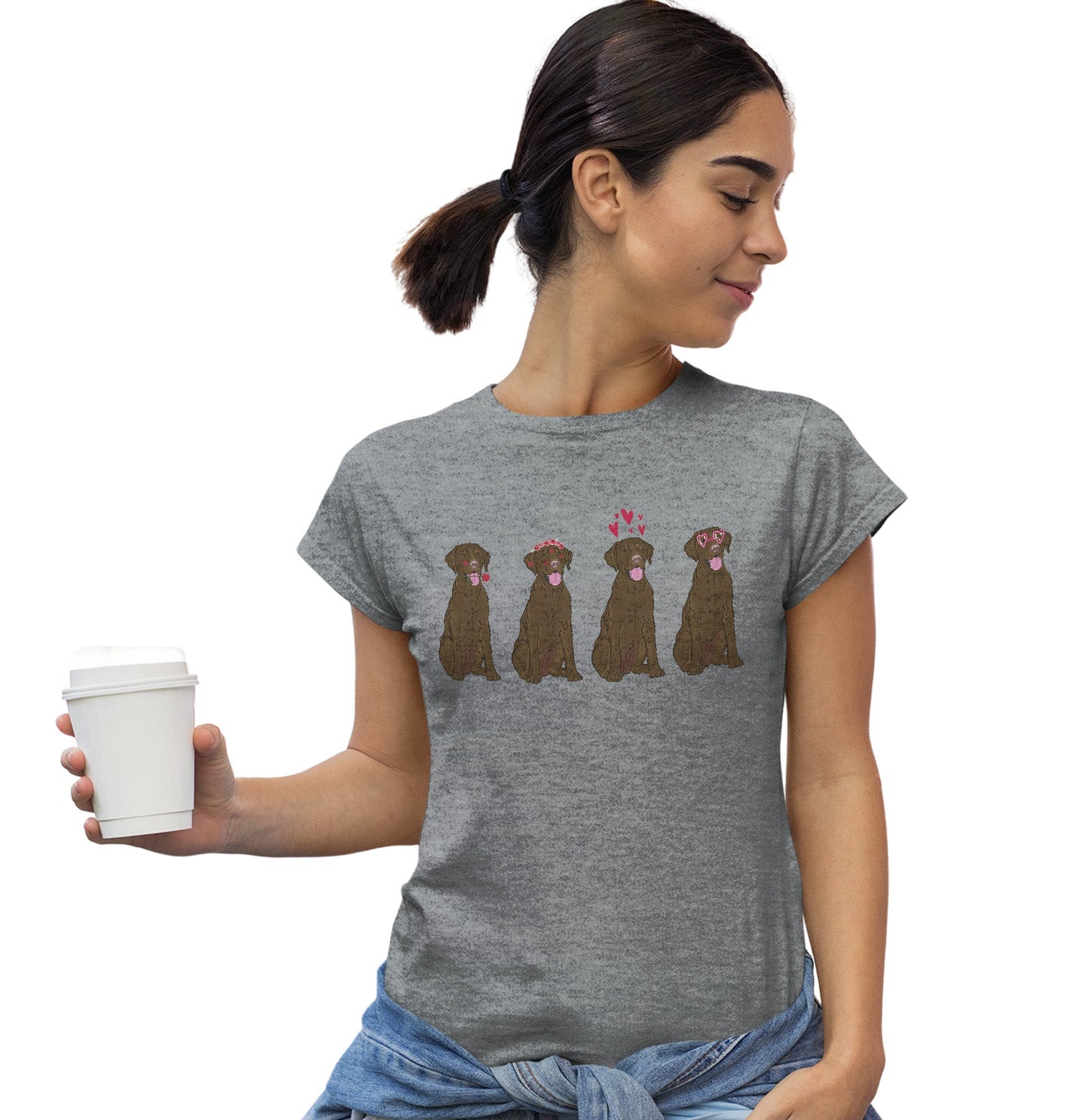 Chocolate Lab Love Line Up - Women's Fitted T-Shirt