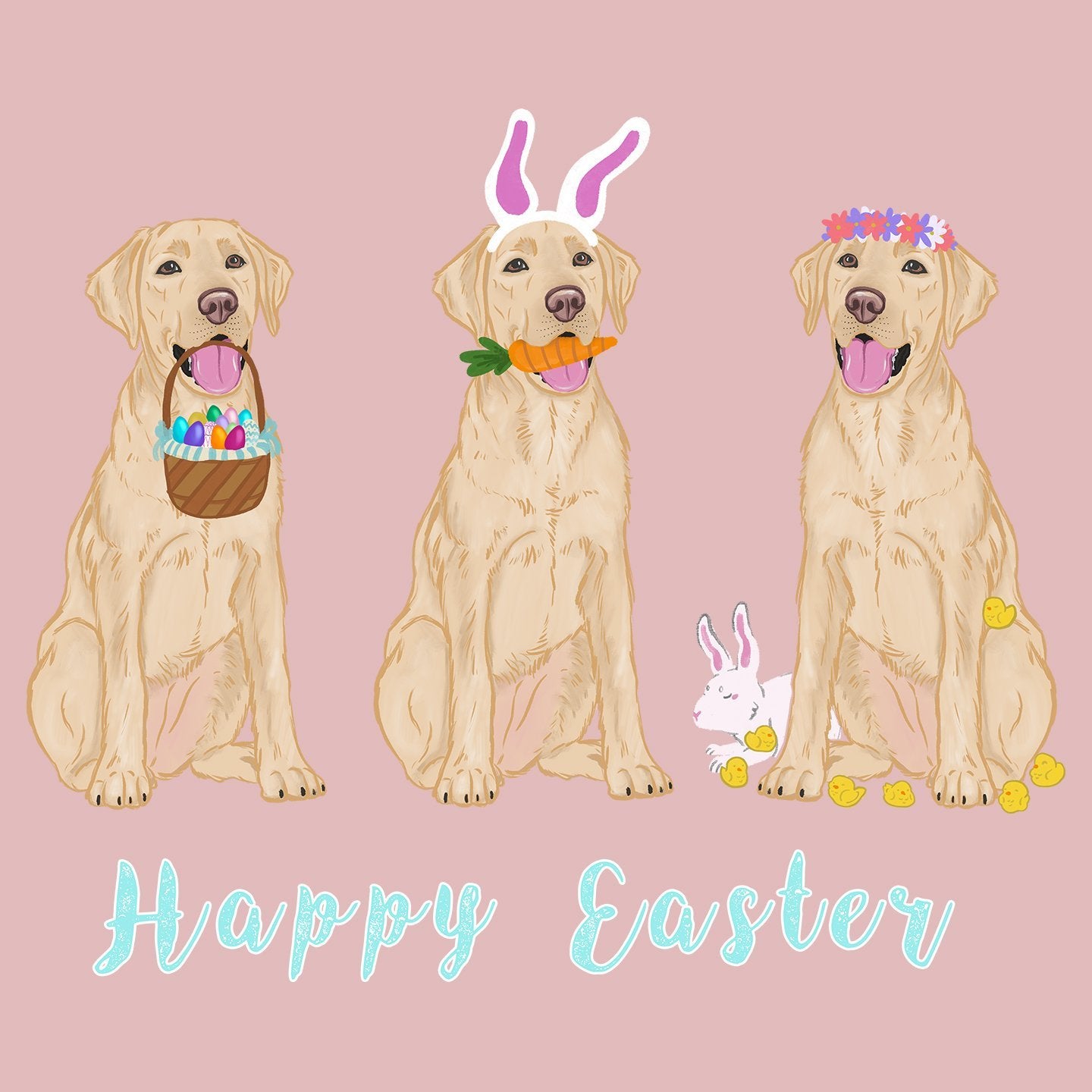 Easter Yellow Labrador Line Up - Women's Fitted T-Shirt