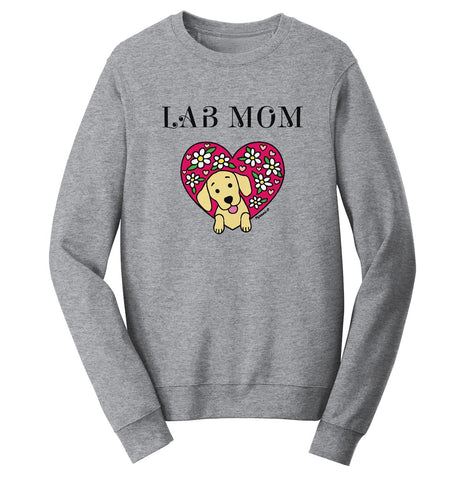 Animal Pride - Flower Heart Yellow Lab Mom - Adult Unisex Crewneck Sweatshirt