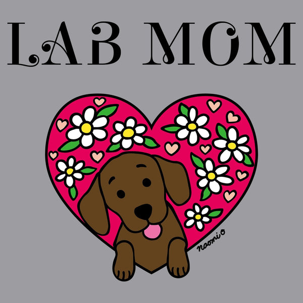 Flower Heart Chocolate Lab Mom - Adult Unisex Long Sleeve T-Shirt