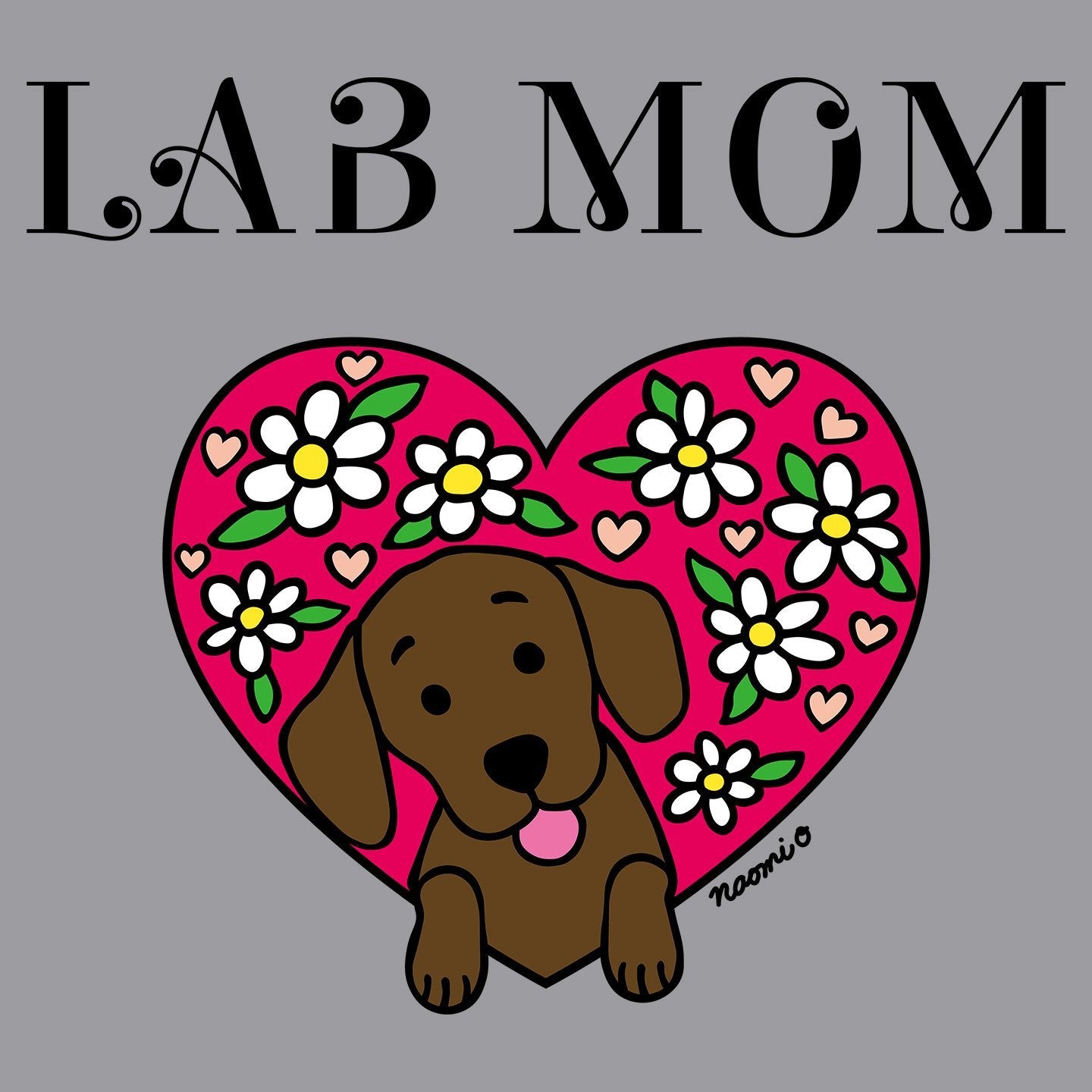 Flower Heart Chocolate Lab Mom - Adult Unisex Hoodie Sweatshirt