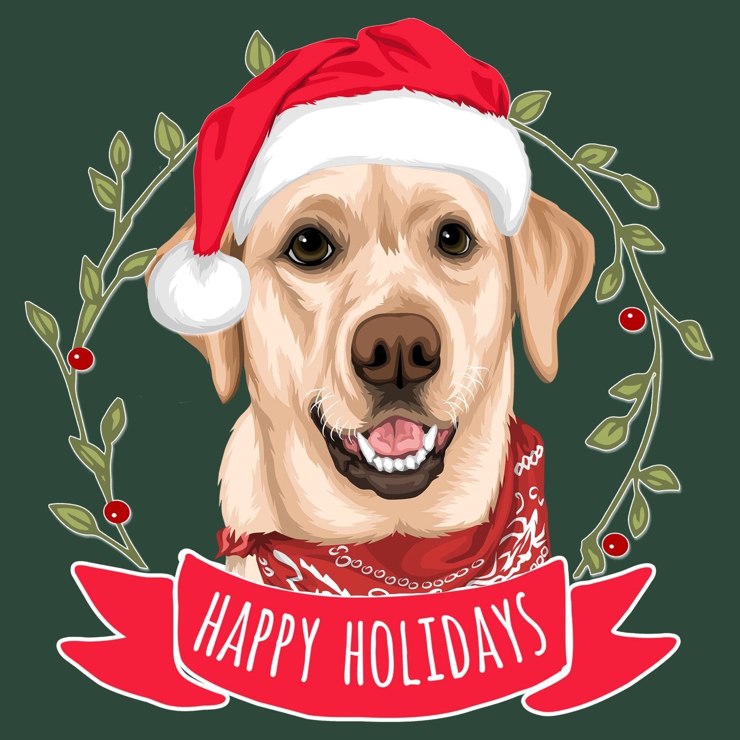 Happy Holidays Yellow Lab - Adult Unisex T-Shirt