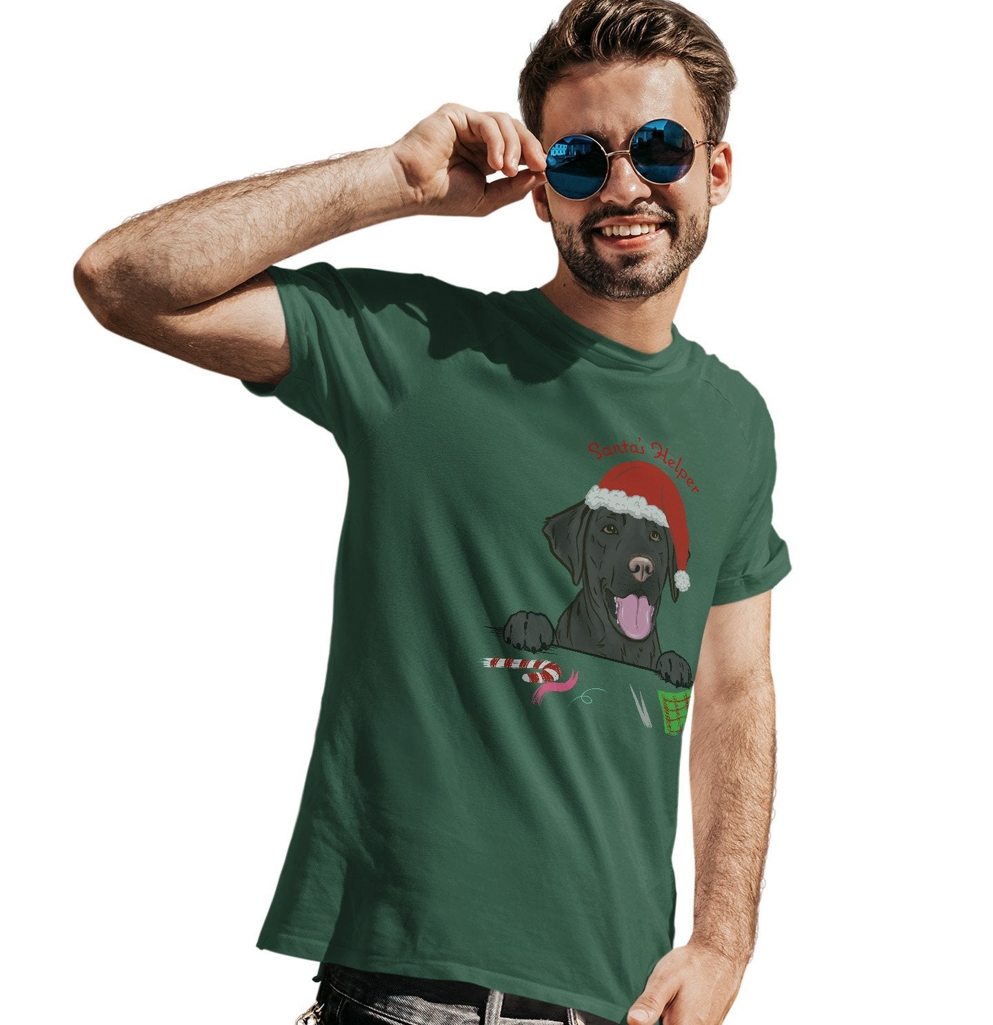 Santa Helper Black Lab - Adult Unisex T-Shirt