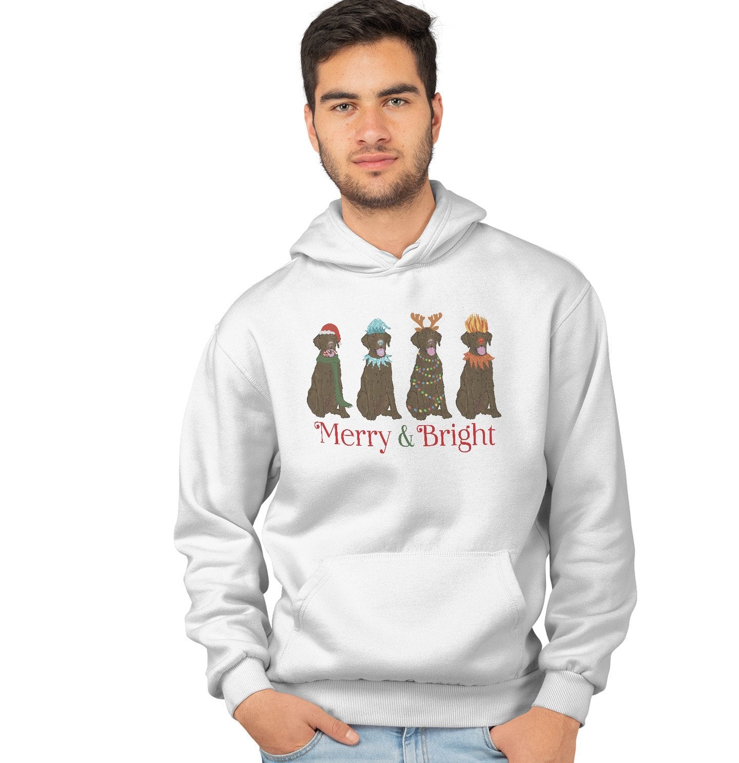 Labradors.com - Chocolate Lab Christmas Line Up - Adult Unisex Hoodie Sweatshirt