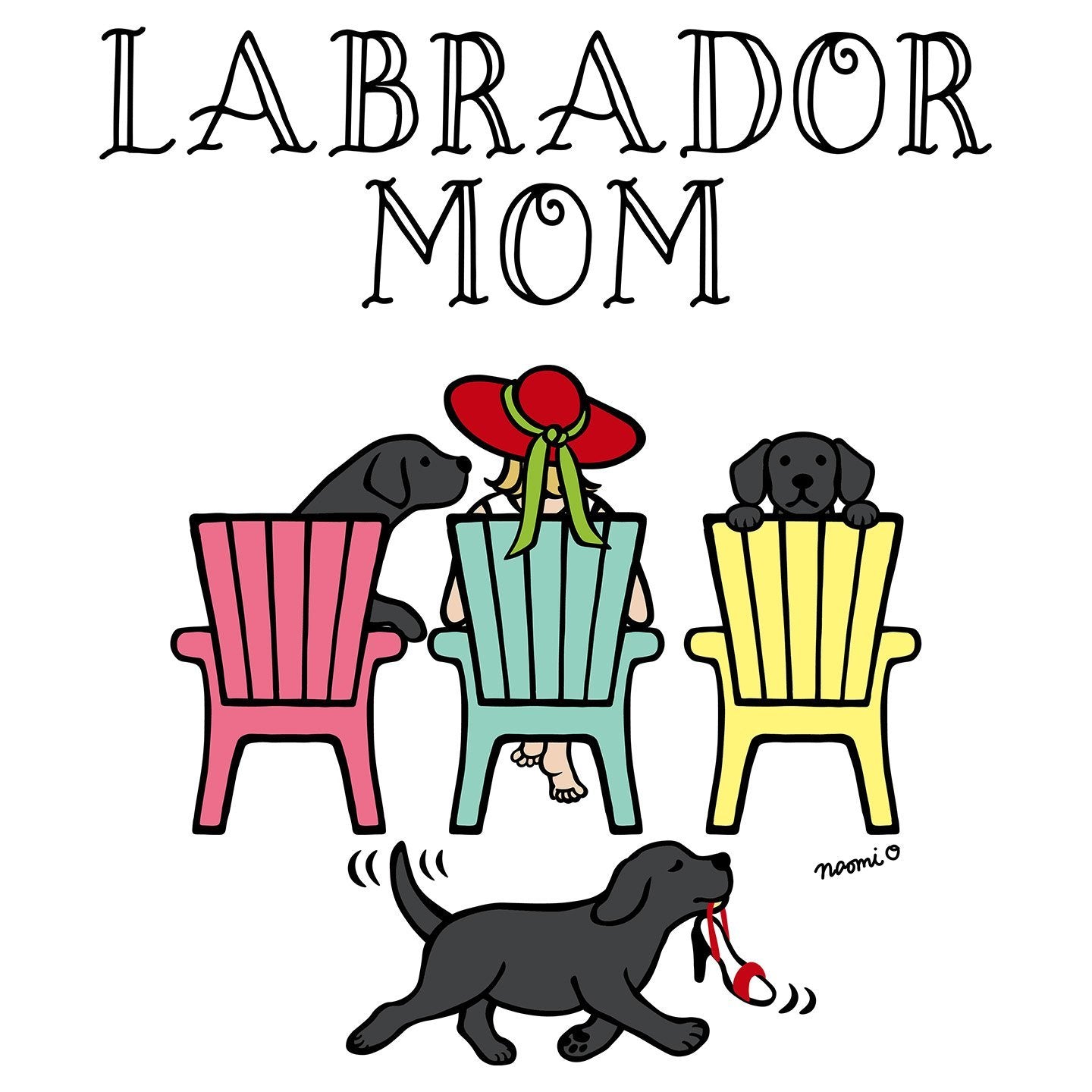 Black Labrador Dog Mom - Deck Chairs Design - Women's V-Neck T-Shirt