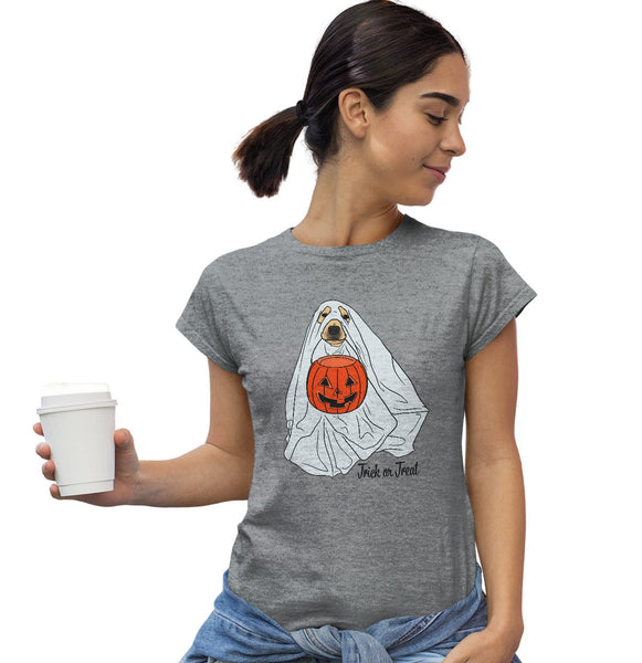 Trick or Treat Ghost Dog - Women's Fitted T-Shirt