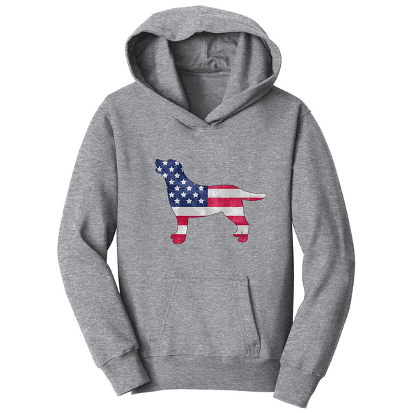 USA Flag Pattern Lab Silhouette - Kids' Unisex Hoodie Sweatshirt