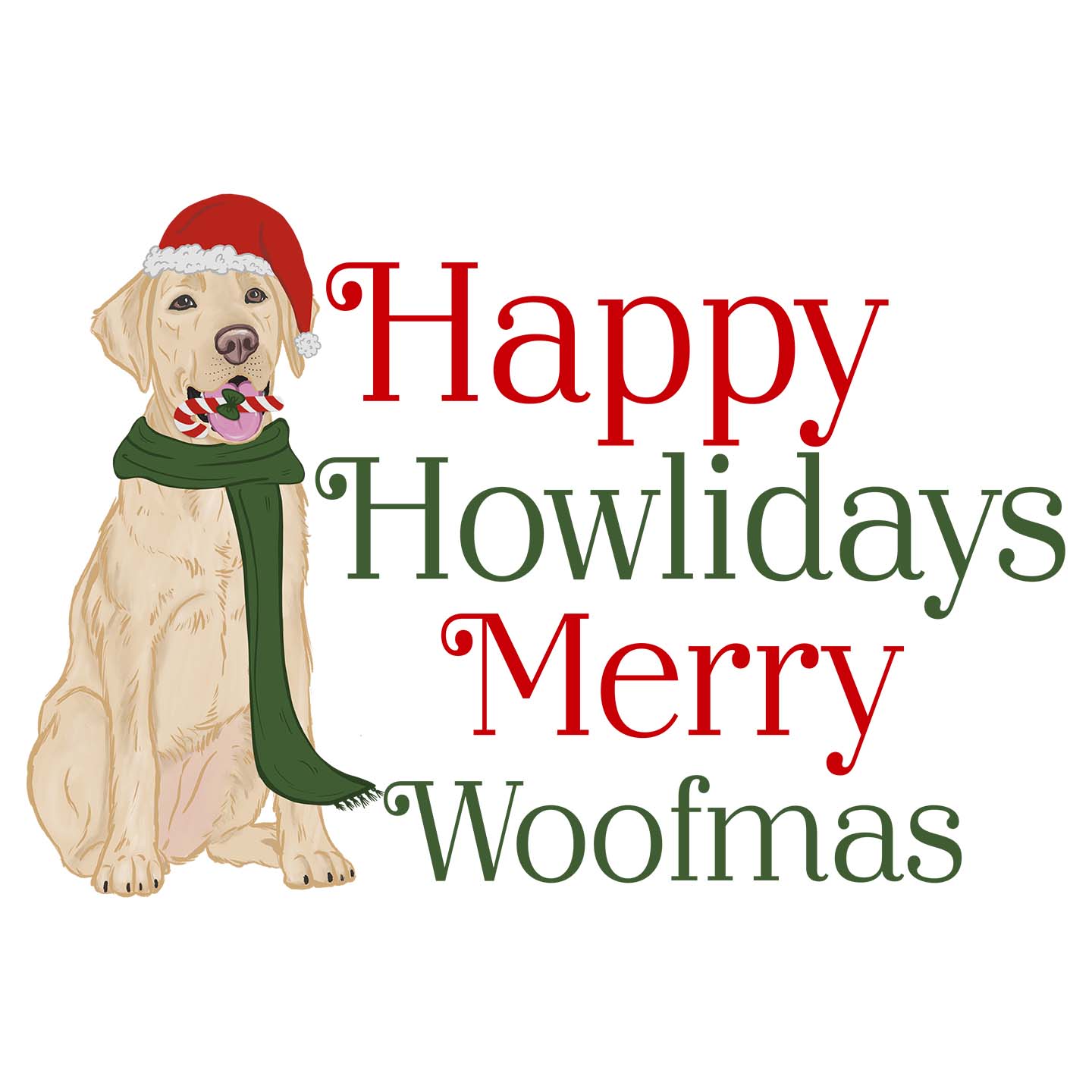 Merry Woofmas Yellow Lab - Adult Unisex Long Sleeve T-Shirt