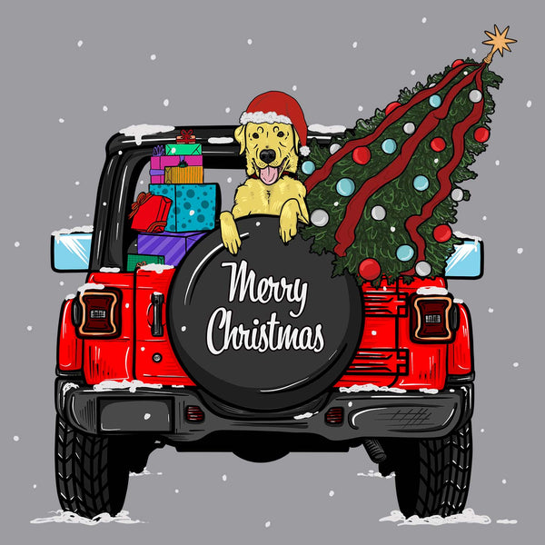 Christmas Jeep Yellow Lab - Adult Unisex Crewneck Sweatshirt