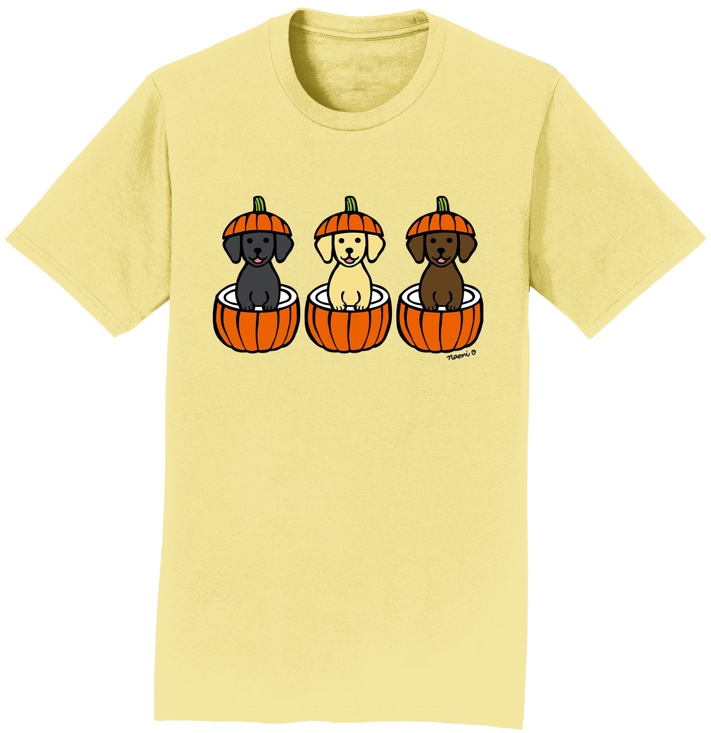 3 Pumpkin Lab Pups - Adult Unisex T-Shirt