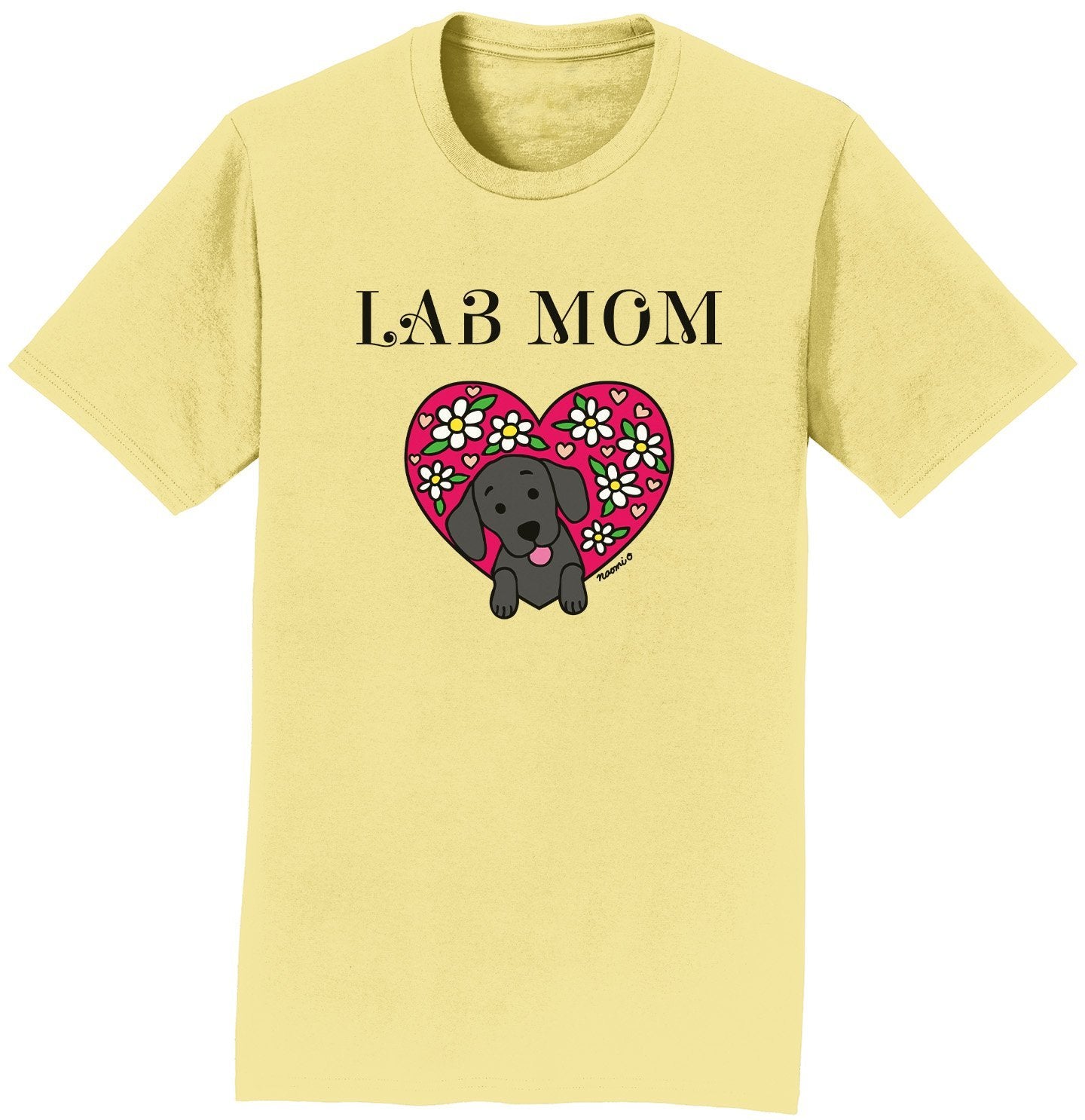 Flower Heart Black Lab Mom - Adult Unisex T-Shirt