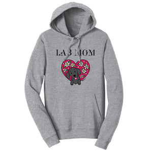 Animal Pride - Flower Heart Black Lab Mom - Adult Unisex Hoodie Sweatshirt