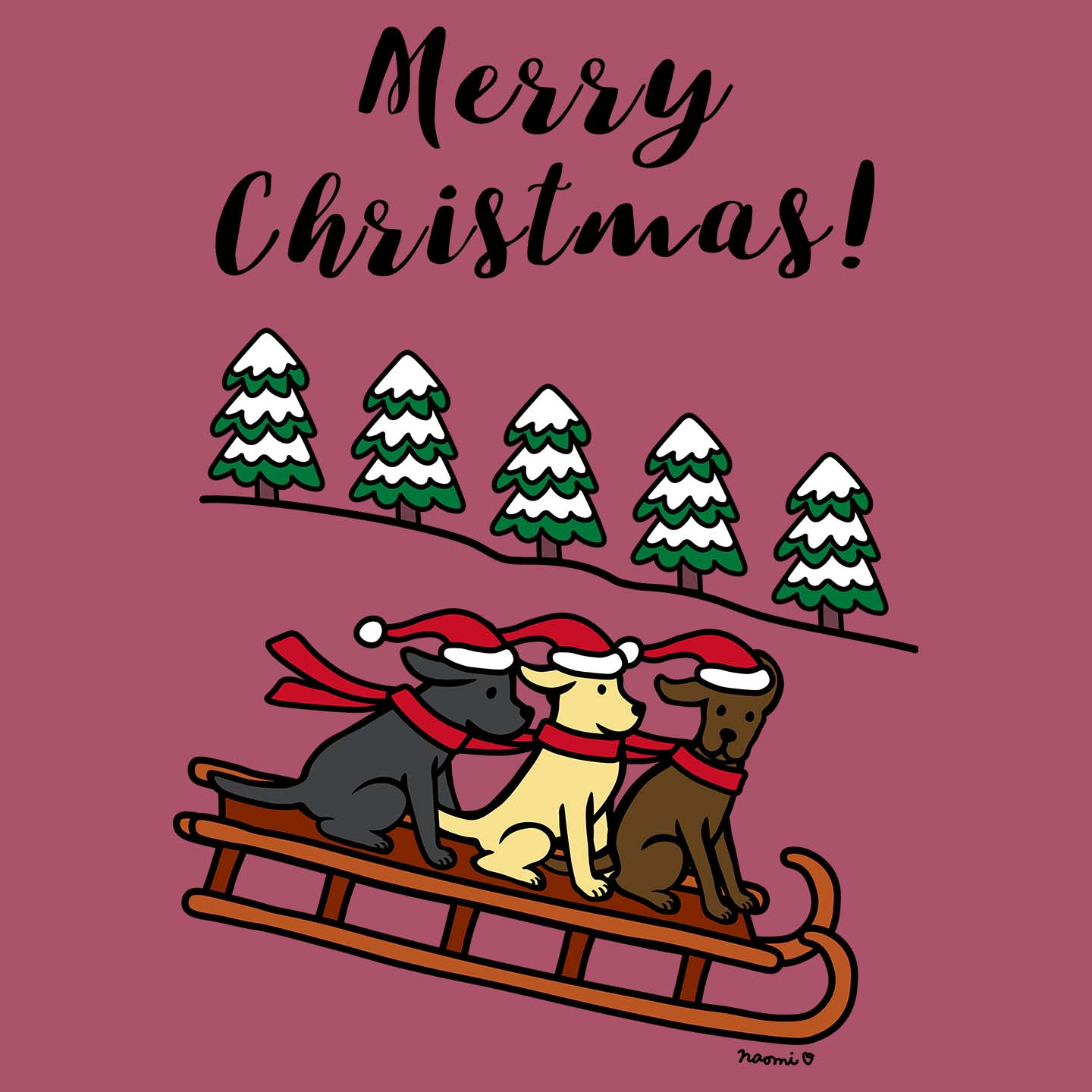 Three Labs on a Sleigh - Adult Unisex Hoodie Sweatshirt