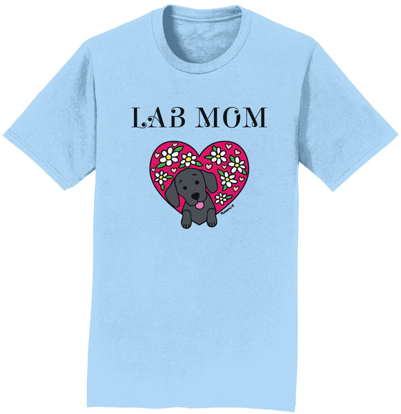 Flower Heart Black Lab Mom - Adult Unisex T-Shirt