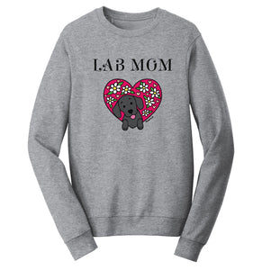 Animal Pride - Flower Heart Black Lab Mom - Adult Unisex Crewneck Sweatshirt