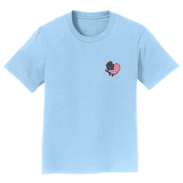 Chocolate Lab USA Flag Heart Left Chest - Kids' Unisex T-Shirt